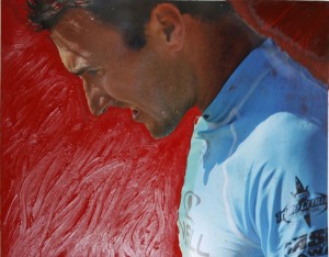 Surf- Joel Parkinson Triple Crown, RA print with oil paint, 16X20